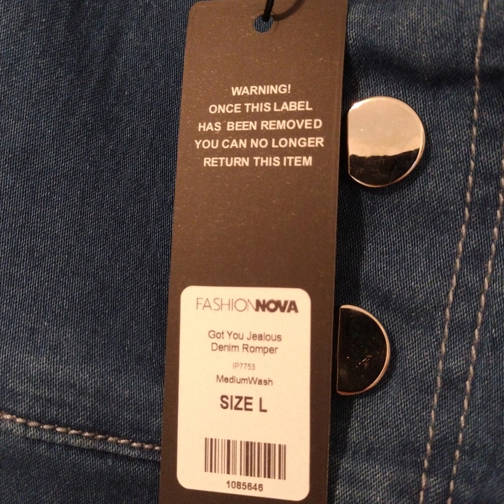 Fashion Nova Blue Denim Button-Front Romper - Picture 13 of 16